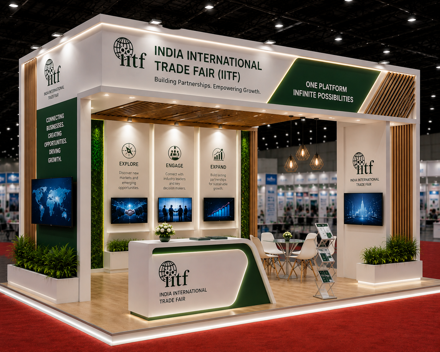 Three-Side Open Exhibition Stall Design for India International Trade Fair (IITF)